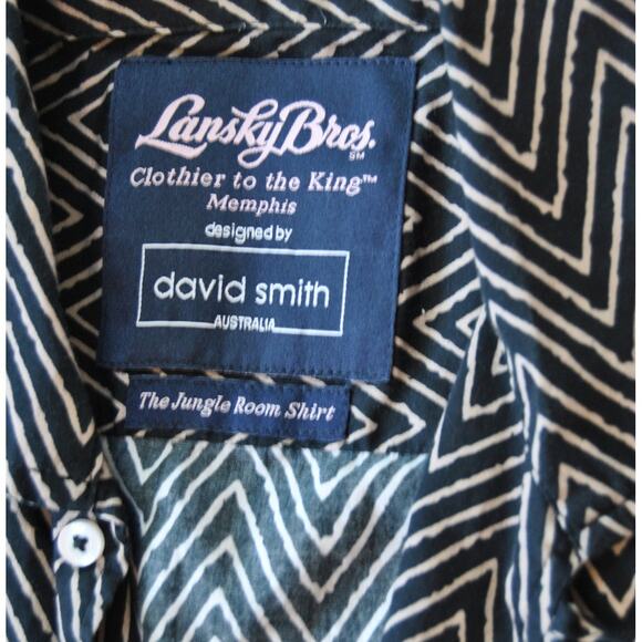 Lansky Bros Shirt Large Black Jungle Room Elvis Presley David Smith - Picture 5 of 8
